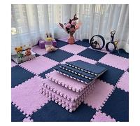 UZAMIRLEX Piastrelle di moquette soffice, Confezione da 10 piastrelle ad incastro for tappetino da gioco puzzle e sensoriale multicolore 30x30x1 cm(Violet Clair+bleu Marine)