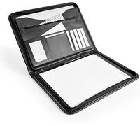 UZAMIRLEX Raccoglitore A4 Padfolio Portfolio, Cartella Portadocumenti for conferenze A4 in Pelle PU 25,7x3,5x24,5 cm Nera
