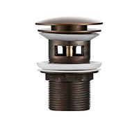 UZAMIRLEX Tappi di Scarico a Pressione, Tappo di Scarico a Scomparsa for lavabo del Bagno con troppopieno in Ottone Massiccio Spazzolato Anticato, Diametro 66 mm