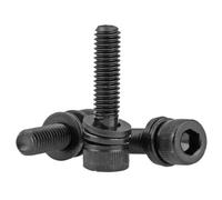 UZAMIRLEX Viti a Testa Piatta con Calotta Esagonale, 100 Pezzi di bulloni a Testa Esagonale in Acciaio Inossidabile 304 Nero con rondella Tre(M5X16 100PCS)