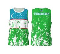 Uzbekistan Flag Grain Basketball Jersey Shirt Team Up Sport 3D Full Print Design Maglie, Nero , L