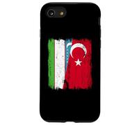 Uzbekistan Turchia Mezza bandiera Turchia Uzbeko Patrimonio turco Custodia per iPhone SE (2020) / 7/8