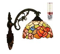 Uziqueif Applique da Parete Interno, 8 Pollici Vintage Lampada da Parete per Interni, E27 Lampada da Lettura per Camera da Letto Soggiorno Cucina Corridoio Scale Sala da Pranzo,con Bulbo,Flower c