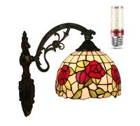 Uziqueif Applique da Parete Interno, 8 Pollici Vintage Lampada da Parete per Interni, E27 Lampada da Lettura per Camera da Letto Soggiorno Cucina Corridoio Scale Sala da Pranzo,con Bulbo,Flower e