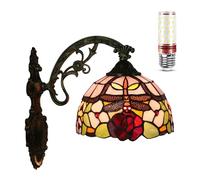 Uziqueif Applique da Parete Interno, 8 Pollici Vintage Lampada da Parete per Interni, E27 Lampada da Lettura per Camera da Letto Soggiorno Cucina Corridoio Scale Sala da Pranzo,con Bulbo,Dragonfly k