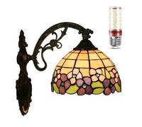 Uziqueif Applique da Parete Interno, 8 Pollici Vintage Lampada da Parete per Interni, E27 Lampada da Lettura per Camera da Letto Soggiorno Cucina Corridoio Scale Sala da Pranzo,con Bulbo,Flower b