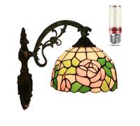 Uziqueif Applique da Parete Interno, 8 Pollici Vintage Lampada da Parete per Interni, E27 Lampada da Lettura per Camera da Letto Soggiorno Cucina Corridoio Scale Sala da Pranzo,con Bulbo,Rose a