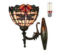 Uziqueif Applique da Parete Interno, Lampada da Parete Tiffany, Applique Vetro, E27 Lampada A Muro per Camera da Letto Soggiorno Corridoio, Lampada da Comodino Retro,U