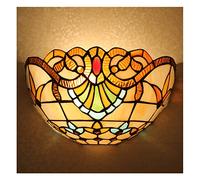 Uziqueif Applique da Parete Stile Tiffany, Lampada da Parete di Vetro Colorato Mediterraneo Barocco Lampada da Comodino Retro E27 Lampada A Muro per Camera da Letto Soggiorno Corridoio,Baroque