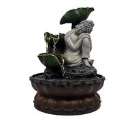 Uziqueif Buddha Seduto Meditation Fontana da interni, cascata, fontana da tavolo per interni Zen Meditazione, decorazione rilassante per casa, ufficio, camera da letto,Grigio,Buddha C