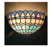Uziqueif Lampada da parete con Paralume in vetro colorato - Applique murale con semicircolare in stile mediterraneo, Applique da parete interno per soggiorno, camera da letto, corridoio,Mediterranean