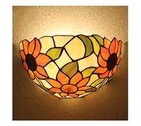 Uziqueif Lampada da parete in stile rustico Tiffany, Girasole Paralume in vetro, E27 lampada da parete per camera da letto, soggiorno, studio, sala da pranzo, Bar, Ristorante, Stile Vintage,Sunflower