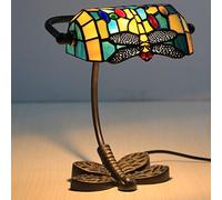 Uziqueif Lampada da scrivania banchieri Vintage, Lampada da Comodino Camera da Letto, Lampade da Tavolo Studio, Vetro abat-Jour, con Lampadina,E