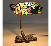 Uziqueif Lampada da scrivania banchieri Vintage, Lampada da Comodino Camera da Letto, Lampade da Tavolo Studio, Vetro abat-Jour, con Lampadina,Schmetterling