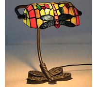 Uziqueif Lampada da scrivania banchieri Vintage Tiffany, Lampada da Comodino Camera da Letto, Lampade da Tavolo Studio, Vetro abat-Jour, con Lampadina,A