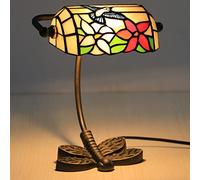 Uziqueif Lampada da scrivania banchieri Vintage Tiffany, Lampada da Comodino Camera da Letto, Lampade da Tavolo Studio, Vetro abat-Jour, con Lampadina,Kolibri