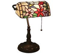 Uziqueif Lampada da scrivania, lampade da Tavolo Vintage, Lampada Tiffany, Paralume Fatto a Mano in Vetro Colorato, per Soggiorno Camera da Letto Tavolino da caffè,E