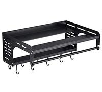 Uziqueif Scaffale per Forno a microonde/mensola per Forno a Muro Nera/Staffa di stoccaggio per Cucina Domestica/cremagliera in Ferro battuto a Parete