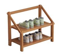 Uziqueif Scarpiera Piccola in bambù a 2/3/4/5 Ripiani,Scaffali Pieghevoli per Scarpe,Scaffali Portascarpe per Ingresso,Corridoio,Soggiorno,Camera da Letto,Senza Installazione,Log Color,2 Layers 50cm