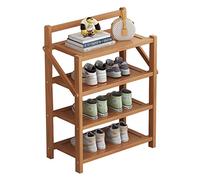 Uziqueif Scarpiera Piccola in bambù a 2/3/4/5 Ripiani,Scaffali Pieghevoli per Scarpe,Scaffali Portascarpe per Ingresso,Corridoio,Soggiorno,Camera da Letto,Senza Installazione,Log Color,4 Layers 50cm