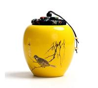 Uziqueif Urna di Cremazione Ceramica Urne Funerarie Ceramica,per Ceneri Umane E Pet,Gatto,Cane,urne Commemorative Medie e Piccole,Urna funeraria per Ceneri per Adulti e Animali,Yellow a