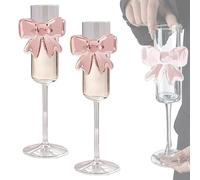 UZKWYKYC Flute Da Champagne con Fiocco, Bicchieri da Champagne, Set di 2 Calici Coppa da Champagne, Tazza di Cristallo per la Casa, Alto valore, Adatto per Matrimoni, Feste, Bar (160ML)