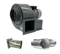 UZMAN Ventilatore radiale OB200M + 4 flangia angolare e tubo in alluminio flessibile, ventilatore di aspirazione, ventola di aspirazione per uso industriale e commerciale e domestico