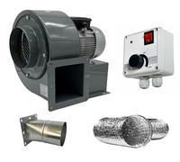 UZMAN Ventilatore Radiale OB200M Con Regolatore Di Velocità Da 600 Watt, Flangia a 4 Angoli e Tubo in Alluminio Flessibile, Ventola Centrifuga