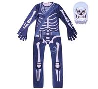 UZNIYTR Costume da scheletro per Halloween, 125 cm, costume da scheletro, costume da scheletro di Halloween, per bambini, da zombie spaventoso, per Halloween, feste e decorazioni, Nero/Bianco