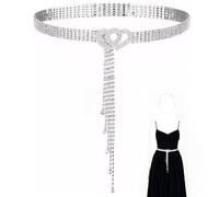 UZSUZZ Cintura con Strass Donna, Cintura Gioiello in Vita con Diamanti a Forma di Cuore, Cintura Regolabile per Abito e Jeans, Cintura Elastico Donna 110 cm