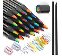 UZSUZZ Matite Colorate Arcobaleno 7 In 1, 24 Pezzi Matite Arcobaleno Con 2 Temperini, Matite Regalo Festa Bambini Percompleanni Bambini, Per Disegno Artistico, Colorazione e Schizzi