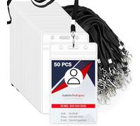 UZSUZZ Porta Badge Da Collo 50 Pezzi Clear Impermeabili Badge Portabiglietti Plastica Morbida Cordino in ID badge Impermeabile e Trasparente per Affari, Esposizione, Ufficio e Scuola
