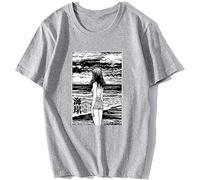 Uzumaki Custom T Shirts Japan Sea Horror Manga Tshirt Junji Ito Tees Anime Adult Round Neck Short Sleeve Otaku Tees Cotton Men Grey 3XL