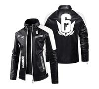 UZVKAVJP Giacca da Motociclista con Cerniera Completa da Uomo per Rainbow Six Siege Maglia da Ciclismo Impermeabile Cuciture Capispalla più Cappotti in Velluto-Black||L