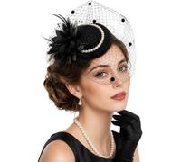 UZYXC 1 Pezzo Cappello Da Sposa Con Perle E Velino, Fascinator Elegante Con Clip, Per Cerimonie, Tè Pomeridiano, Leggero E Comodo, Regalo Per Donna