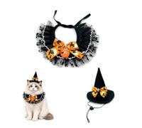 UZYXC 1 Set di Costume per Animali con Cappello da Strega e Bavaglino con Campanello, Progettato per Cani e Gatti, Abbigliamento Carino per Piccoli Animali e Feste di Halloween