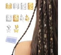 UZYXC 100 Accessori Per Capelli Per Trecciare Con 10 Design Diversi, Accessori Per Capelli In Oro Per Pirati E Costumi, Perle Per Capelli Per Ragazze E Donne