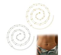 UZYXC 2 Collane a Pancia in Oro e Argento per Donne, Layered Belly Chain,Body Chain per la vita regolabile, Belly Jewellery,bikini sexy a più strati,Collana vita Donna Pancia