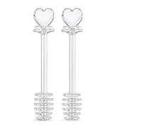 UZYXC 2 Cucchiai Trasparenti Per Miele, 13cm, Cucchiaio Per Miele Ideale Per Vasetto Di Miele, Marmellata E Sciroppo, Anche Come Bastoncino Per Caffè, Design Cuore, Lavabile In Lavastoviglie