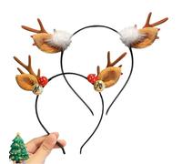 UZYXC 2 Pezzi Cerchietti Natalizi con Corna di Renna, Accessorio Capelli con Campanellino per Festa, Idea Regalo per Donne e Bambine, Ogni Confezione Include un Biglietto d'Auguri