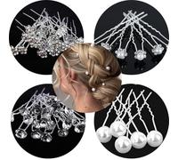 UZYXC 4 Modelli Diversi di Forcine per Capelli da Sposa, Set da 20, Forcine con Perle, Forcine da Sposa con Fiori di Cristallo e Strass, Fermagli per Capelli da Damigella d'Onore per Donne e Ragazze