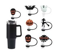UZYXC 6 Pezzi Copri Cannucce Halloween per Tazze Stanley, Accessori Riutilizzabili per 30 40 oz, 6 Design a Tema Compatibili con Cannucce 10mm