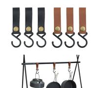 UZYXC 6 pezzi Ganci per appendiabiti Ganci per armadio Ganci per cuoio nero Ganci per macellaio Per appendere in cucina Bagno Camera da letto Armadio e campeggi