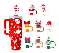 UZYXC 8 Pezzi Accessori per Cannuccia Stanley Cup, Coperchini in Silicone Natalizi Anti-Polvere, Adatti per Cannucce da 10mm, Per Borracce Stanley da 40/30 Oz, Idea Regalo Utile