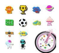 UZYXC Accessori Bici Bambini Riflettori Raggi - Set da 12 Pezzi Design Alien e Calcio Occhio di Gatto Riflettente, Decorazione Montaggio Facile per Ragazzi Ragazze, Sicurezza nell'Oscurità