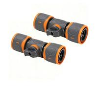 UZYXC Kit da 2 Raccordi per Tubo di Irrigazione, Doppia Connessione Compatibile Gardena con Valvola di Controllo, Connettori per Tubo con Arresto Acqua per Prolunga Tubo Giardino