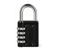 UZYXC Lucchetto a Combinazione 4 Cifre Metallico Nero, Lucchetto con Codice Regolabile per Armadietto, Porta, Valigia e Borsa, Senza Chiave e Impermeabile