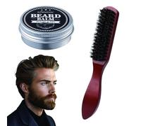 UZYXC Pettine Barba e Spazzola Set in Legno Massello, Spazzola Setole Cinghiale con Balsamo Barba, Set Naturale Legno e Crema Barba per Cura e Styling Barba, Design Treccia Elegante per Pulizia