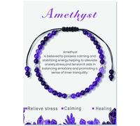 UZYXC Regali Cerimonia Giovanile per Ragazze Bracciale Ametista con Biglietto Auguri - Energia Cristallo Viola per Equilibrio Emotivo, Regalo Significativo per Festa Gioventù per Figlia Nipote