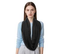 UZYXC Sciarpa ad anello da donna estiva leggera in chiffon, morbida sciarpa tubolare da indossare come foulard, traspirante e setosa per l'ufficio e l'abbigliamento da sera, nera elegante